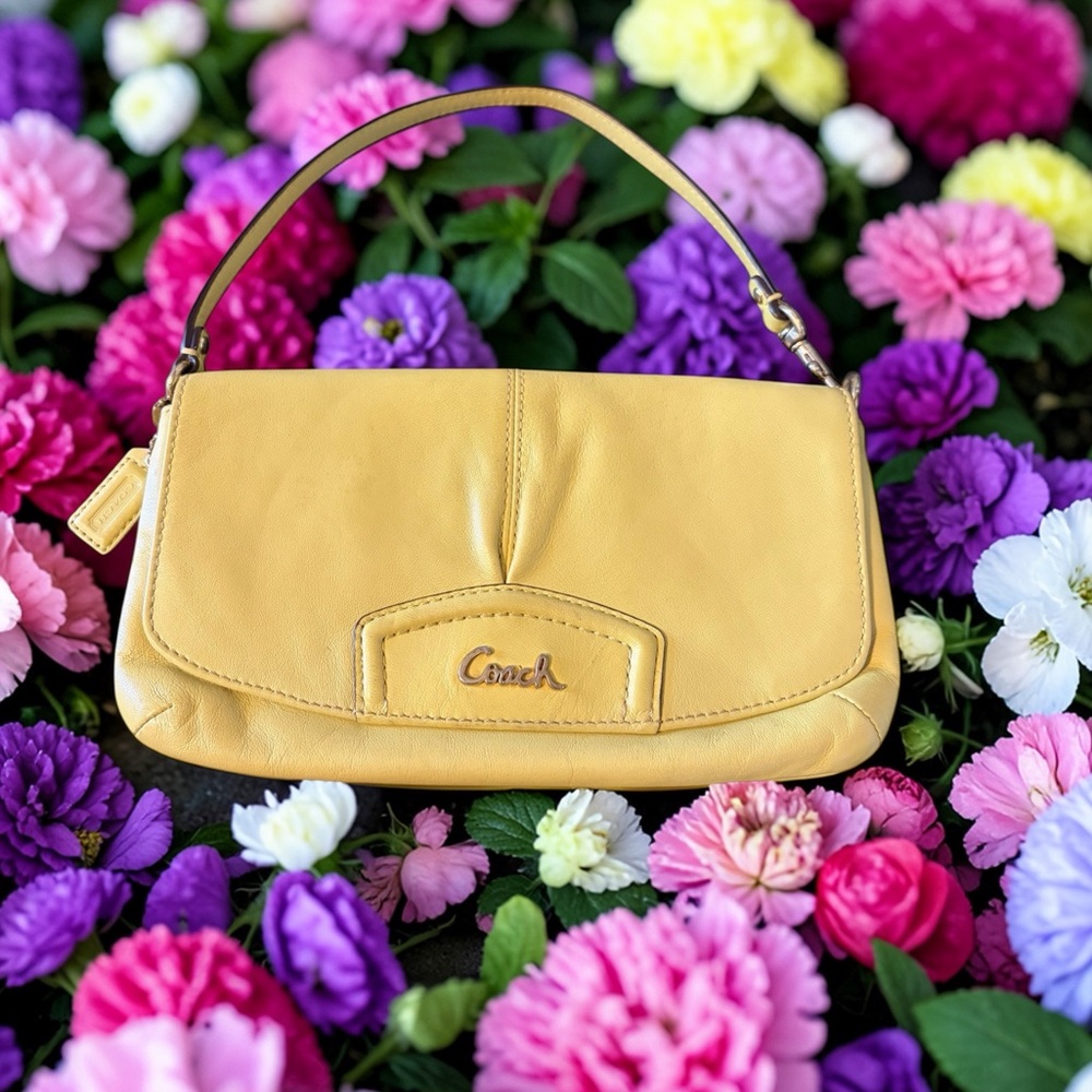 Coach Yellow Leather Mini Clutch/Wristlet Y2K Swinger Baguette